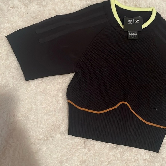 Adidas women’s ivy park black mesa knit crop tops - Picture 4 of 14